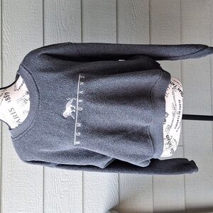 Vintage 80s 90s MGM Grand Cropped Embroidered Lion Logo Crewneck Size XL Gray